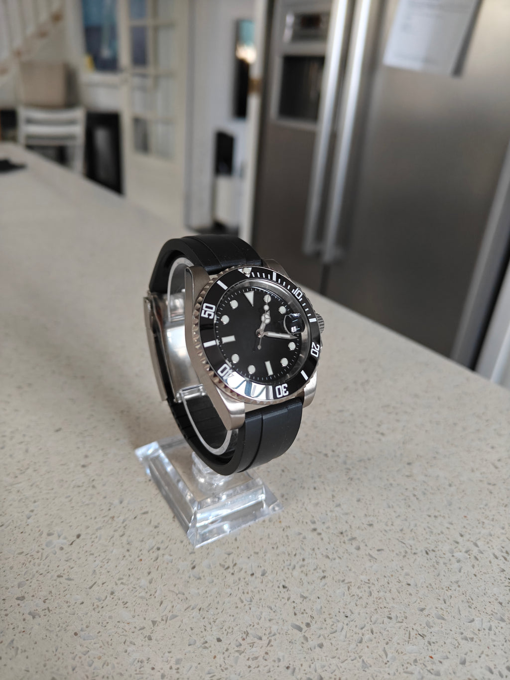 Sort Diver – Automatisk ur med hardlex & sort gummirem